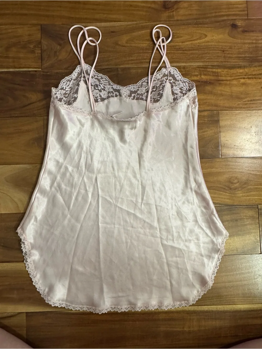 VTG Victoria’s Secret Silky Lace-Trim Chemise Slip - Pale Pink